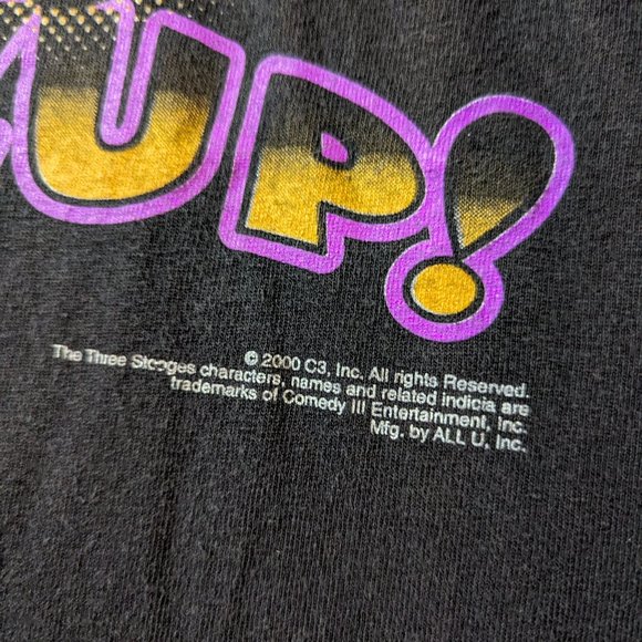 Vintage Y2K The Three 3 Stooges Whazzup! Black T-Shirt size Large - Picture 3 of 5